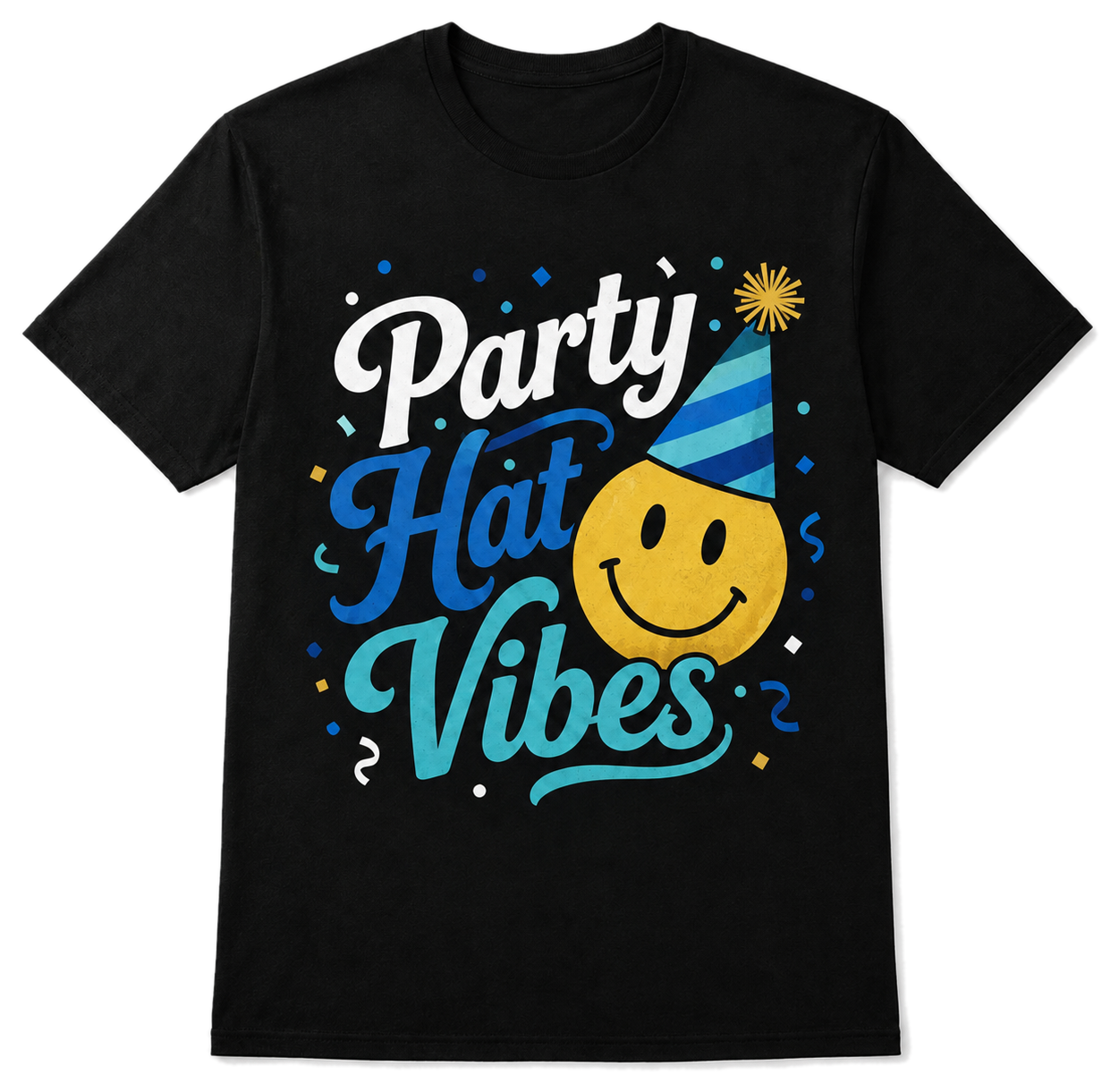 Black Party Hat Vibes Blue Edition T-shirt